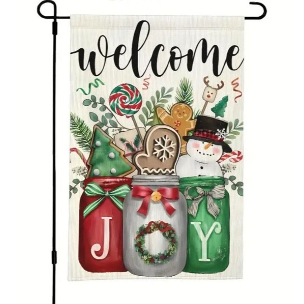 Christmas Garden Flag 12x18in Double sided Polyester Welcome Joy